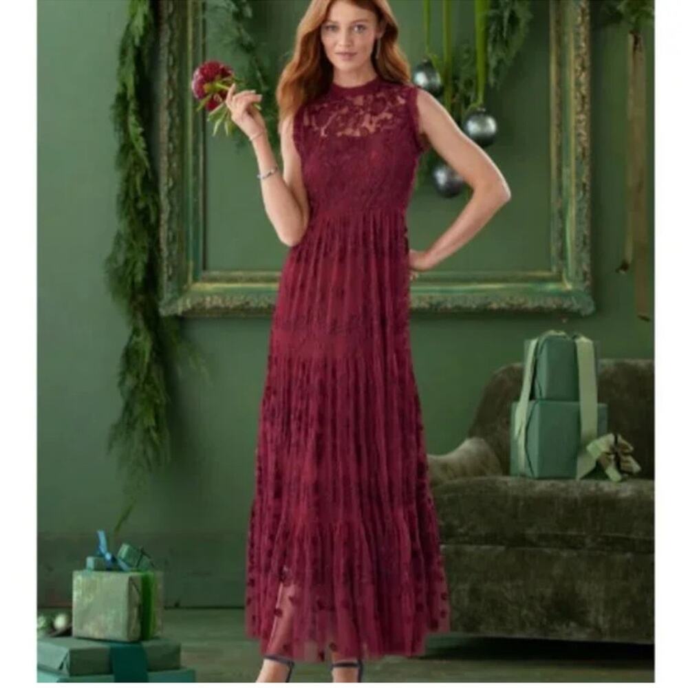 Sundance Catalog Rielle Lace Maxi Dress by Tolani Size Small Red Dress - Picture 3 of 4